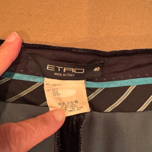Etro Dark Green Velvet Pants- Size IT/40. - US/4 - Picture 10 of 15
